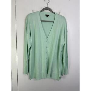 Talbots Sweater Womens XL V Neck Button Front Mint Cardigan Office Career Modest